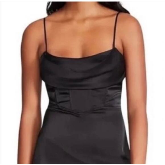 Jason Wu Black Satin Corset Midi Dress - Picture 2 of 7